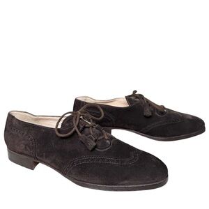 Silvia Fiorentina Brown Suede Lace Up Oxford Loafers Size EU7 US 6.5
